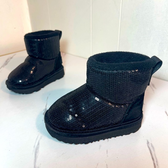 UGG Black Sequin Kids Boots - Picture 1 of 8